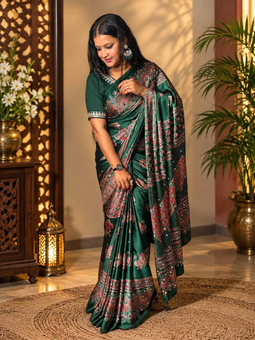 Saarbhi – Trending Full Work Mirror  Modal Saree with Tassel Pallu image 2