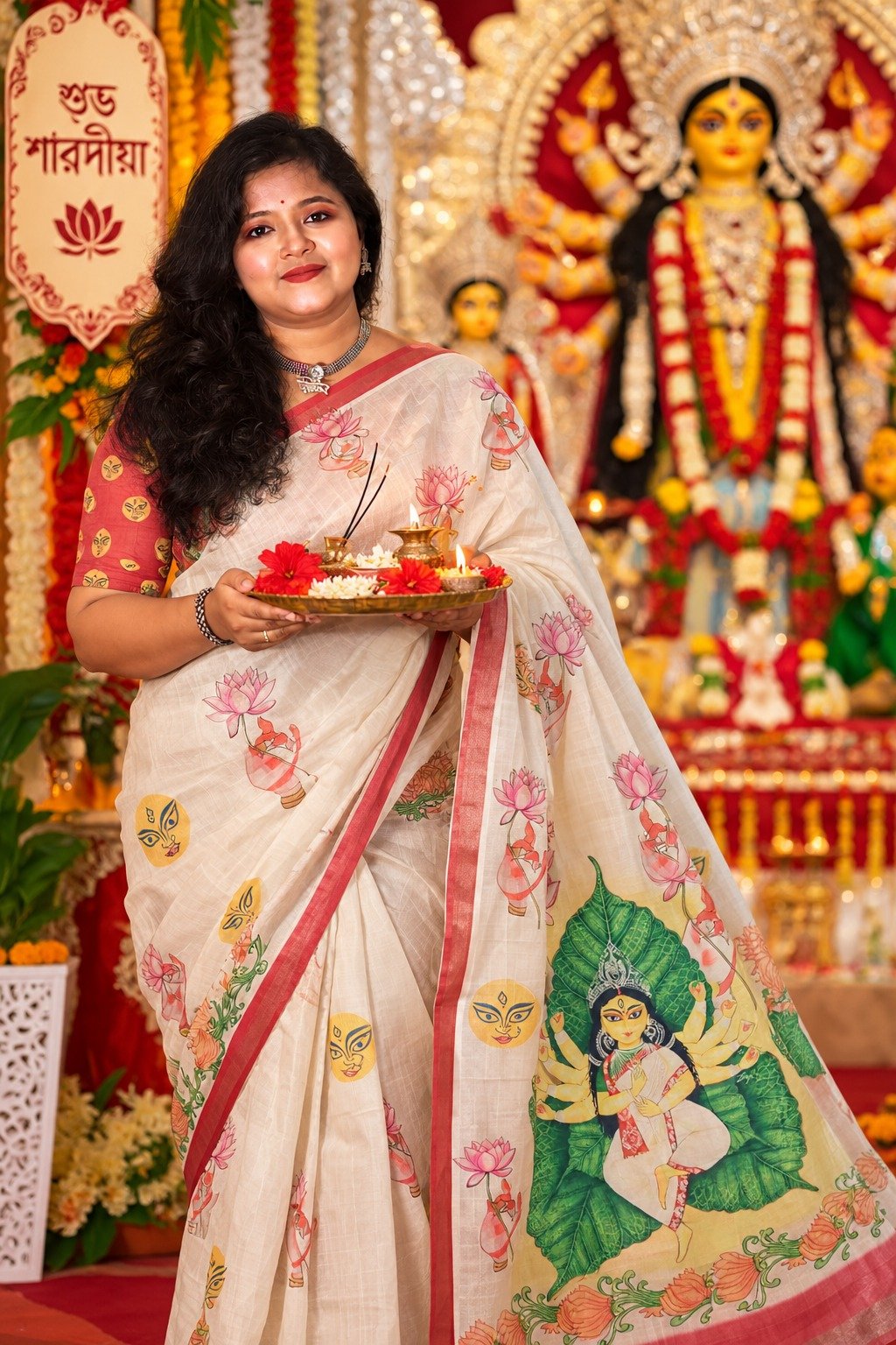 Saarbhi Silk Digital Durga Print Saree image 2