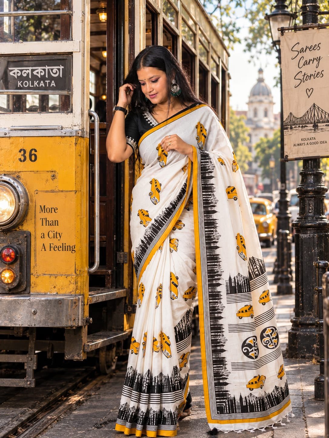 Saarbhi - Cotton Kolkata Print Saree image 2