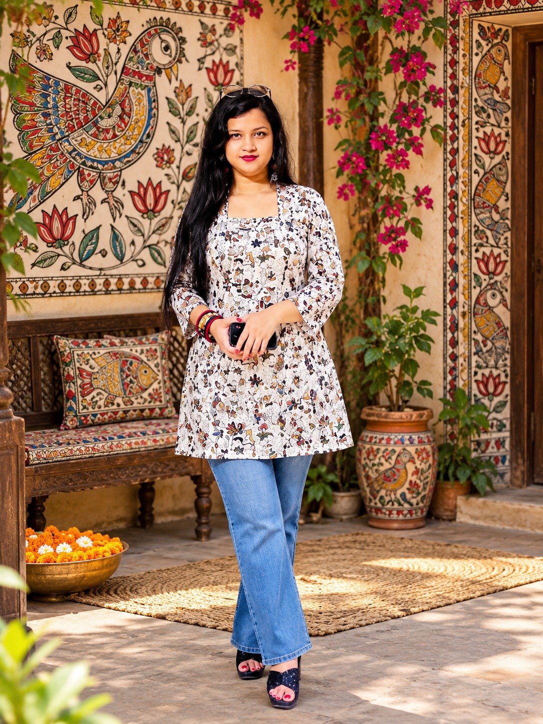 Saarbhi Madhubani Printed Short Kurti image 2