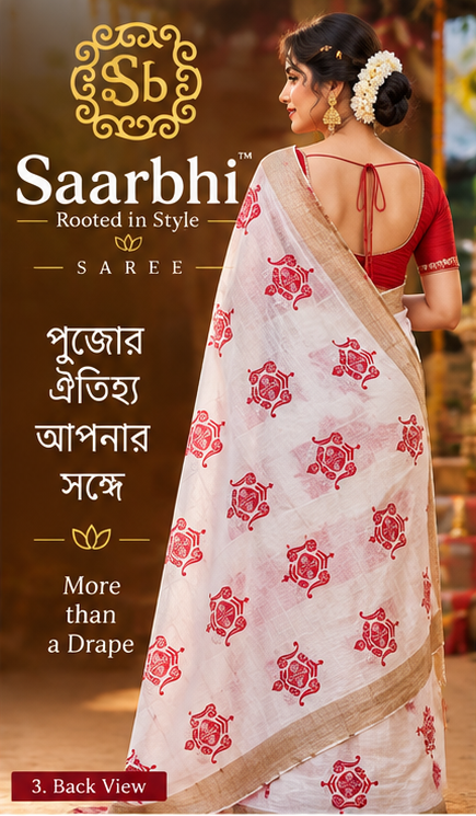 Saarbhi – Hand Stitch Durga Face Jamdani Saree image 3