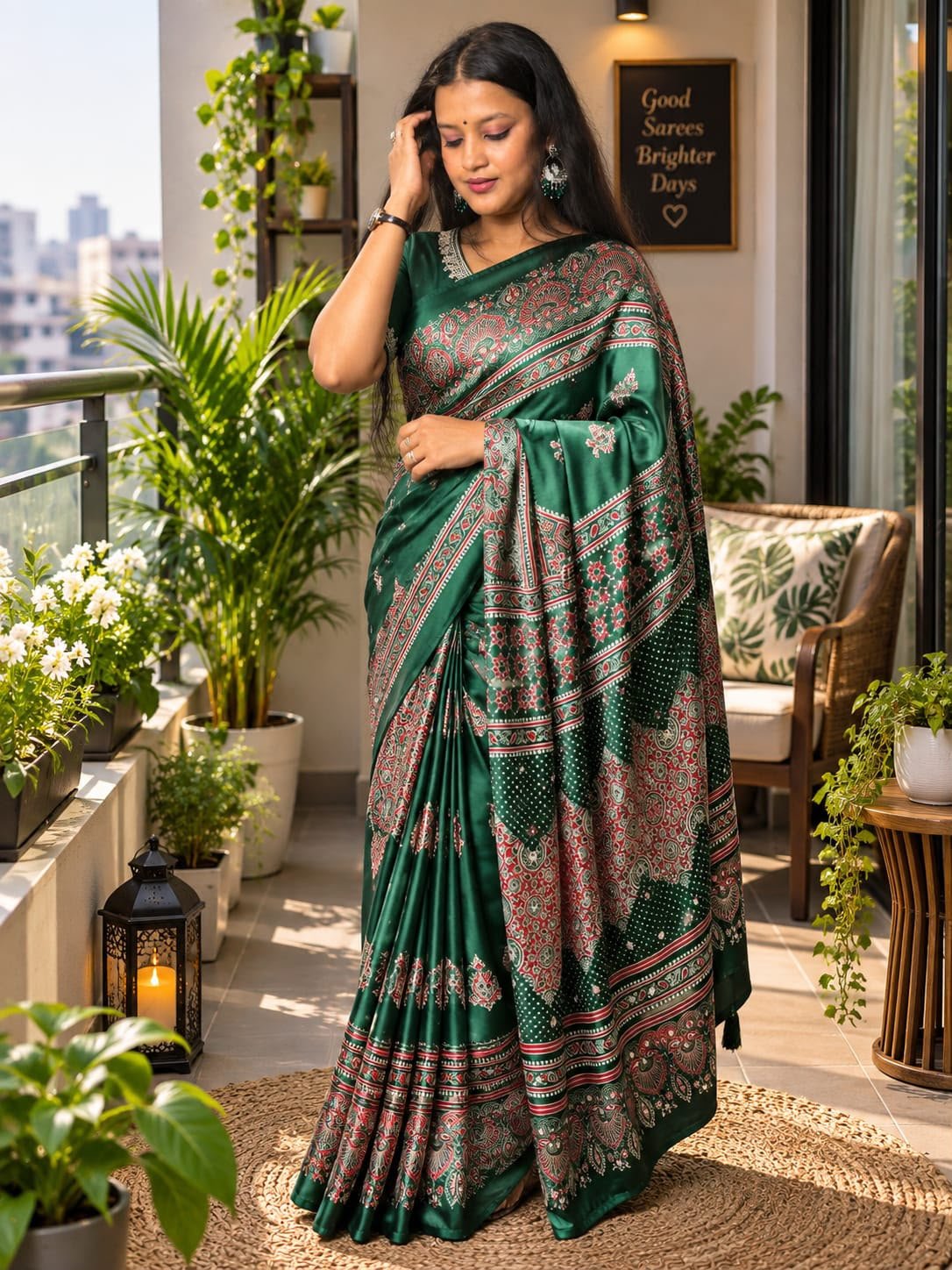 Saarbhi – Trending Full Work Mirror  Modal Saree with Tassel Pallu image 3