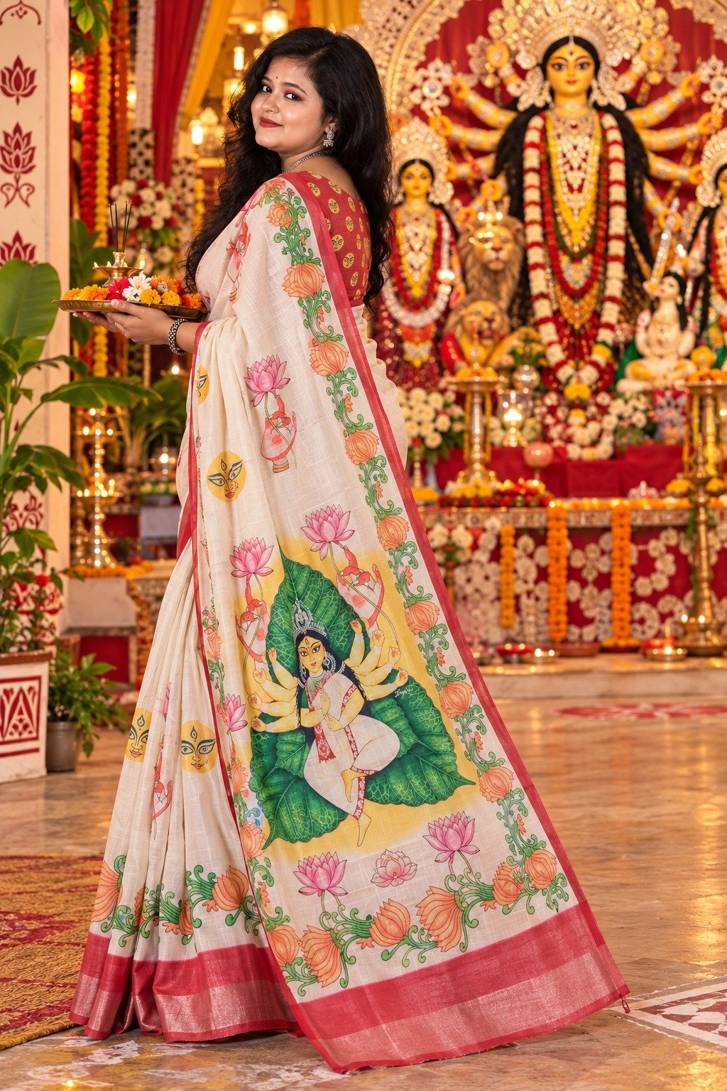 Saarbhi Silk Digital Durga Print Saree image 3