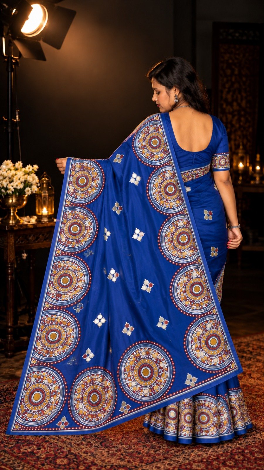 Saarbhi - Blue Mirror Modal Soft Silk Saree image 3