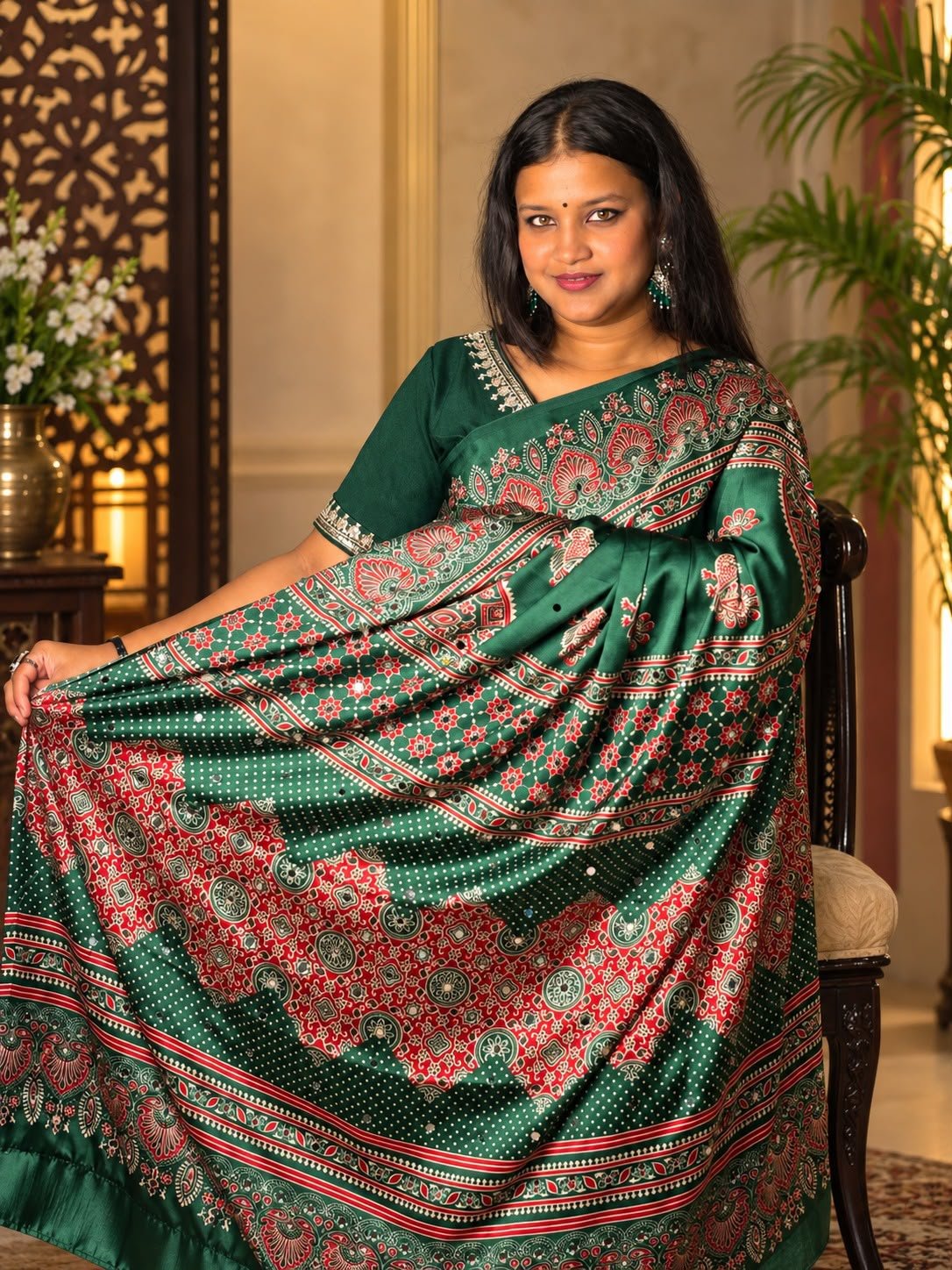 Saarbhi – Trending Full Work Mirror  Modal Saree with Tassel Pallu image 4