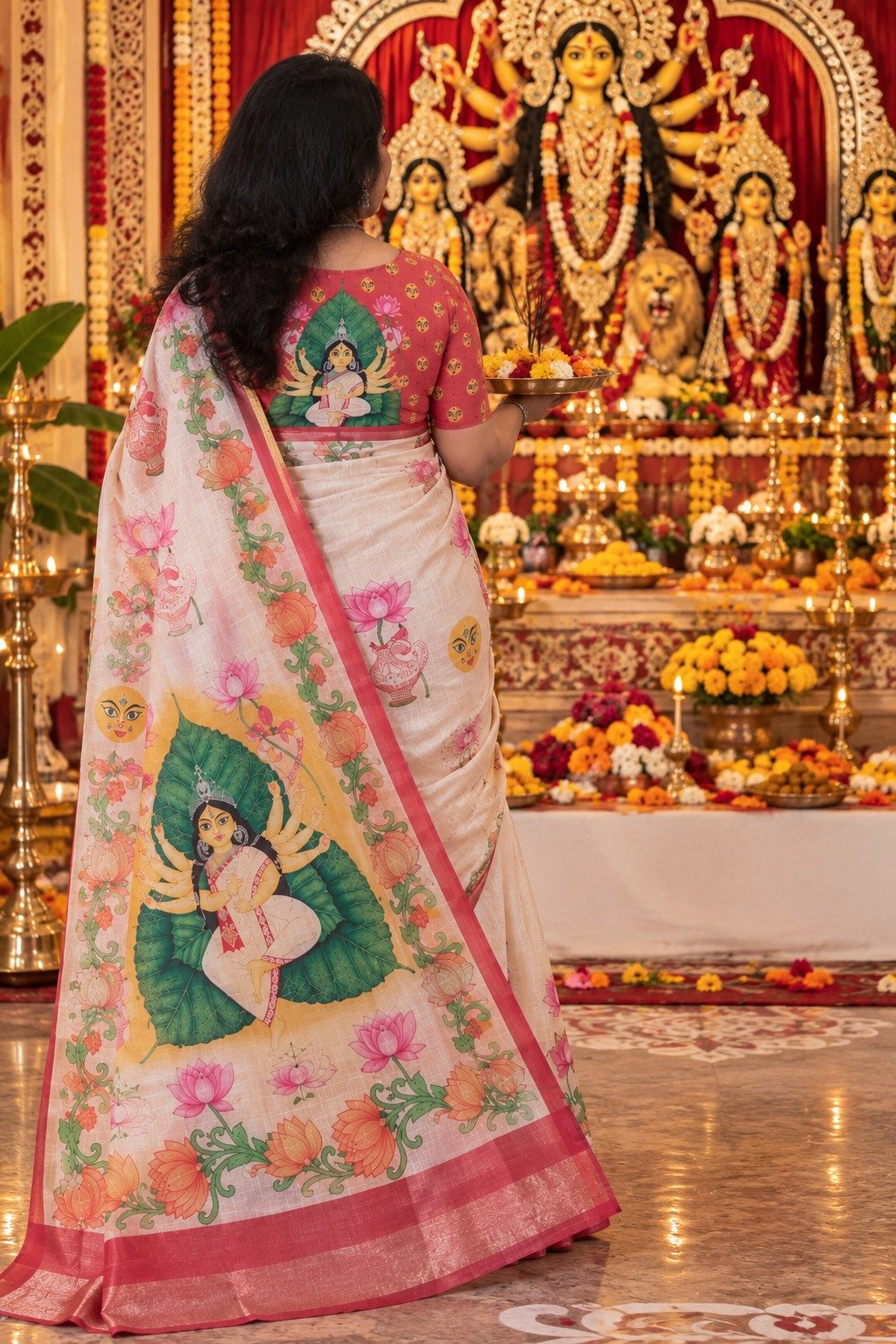 Saarbhi Silk Digital Durga Print Saree image 4